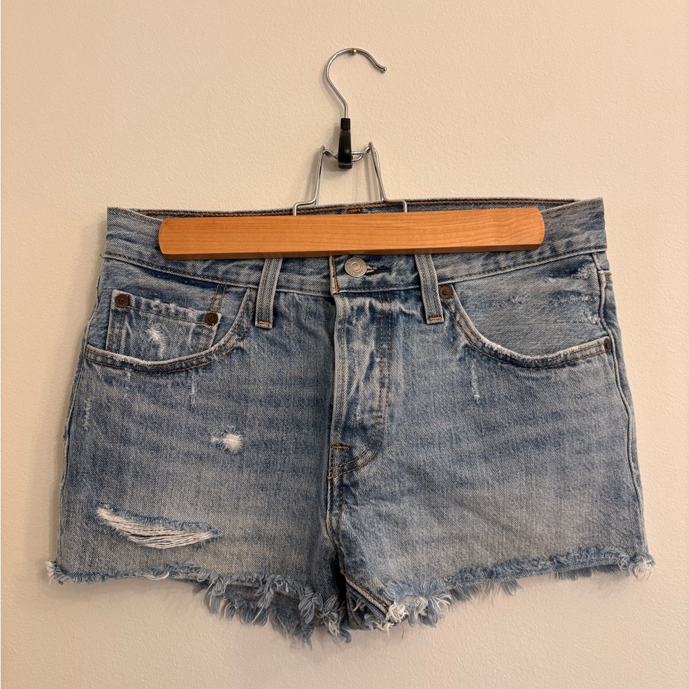 Levi's Light Blue Distressed Jean Shorts